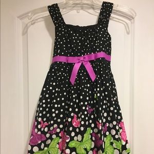 Black butterfly polka dot dress